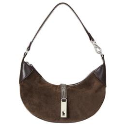 Сумка женская мини через плечо из кожи коровы тёмно-коричневая Polo Ralph Lauren wapobag02v20119