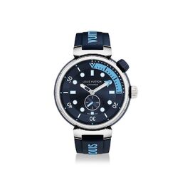 Часы мужские Tambour Street Diver, автоматический, 44 мм, сталь Louis Vuitton, синий qa121a | blue