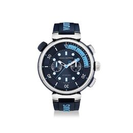 Часы мужские Tambour Street Diver Chronograph, автоматический, 46 мм, сталь Louis Vuitton, синий qa168a | blue