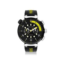 Часы мужские Tambour Street Diver Chronograph, автоматический, 46 мм, сталь Louis Vuitton, черный qa167a | black