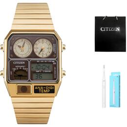 Citizen Часы Quartz Movement Stainless Steel Strap Watch Unisex Gold Dial jg2103-72x品牌专供