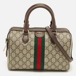Gucci Beige GG Supreme Canvas and Leather Ophidia Boston Bag 1244587