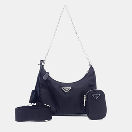 Prada Black Nylon Tessuto Chain Strap Hobo Bag 1243592
