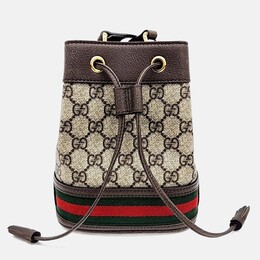 Gucci Brown Coated Canvas Ophidia Mini Bucket Bag 1243430