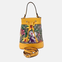 Gucci Multicolor Yellow Coated Canvas Ophidia Small Bucket Bag 1243458