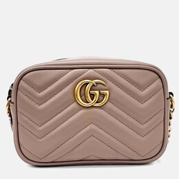 Gucci Pink Leather Marmont Matelasse Mini Crossbody Bag 1243455