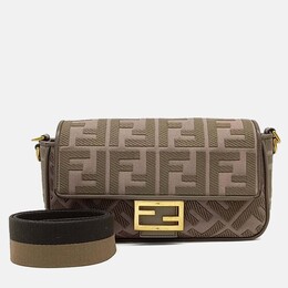 Fendi Brown Canvas and Leather Baguette Bag 1243385