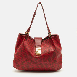 Fendi Red Zucchino Spalmati Chiusura Tote 1243004