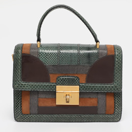 Dolce & Gabbana Multicolor Leather and Lizard Embossed Leather Rosalia Top Handle Bag 1243099