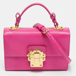Dolce & Gabbana Pink Lizard Embossed Leather Lucia Top Handle Bag 1242289