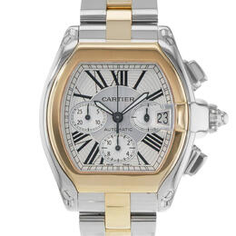 Pre-owned Cartier Roadster Chronograph Automatic Silver Dial Mens Watch w62027z1