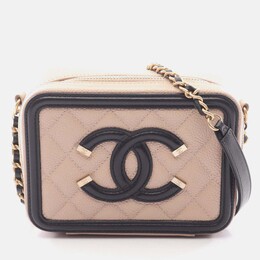 Chanel Filigree Pink/Black Leather Shoulder Bag 1243800