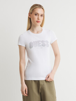 Guess: Белая футболка 