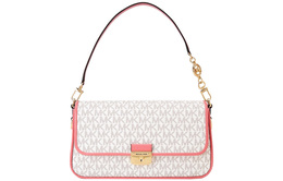 Сумка-багет Bradshaw Leather через плечо женская ванильно-белая и розовая Michael Kors 30s1g2bl1b-986粉