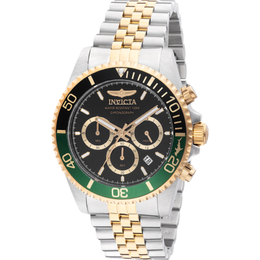 Invicta Pro Diver Chronograph 48116: Mens Quartz Black Dial with Sprite Green Bezel
