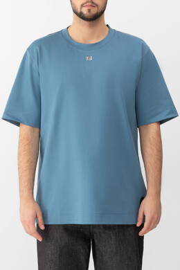 Fendi: Голубая футболка 