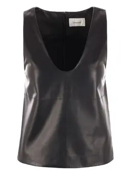 Saint Laurent: Кожаный топ 