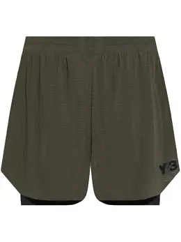 Y-3: Зелёные шорты 