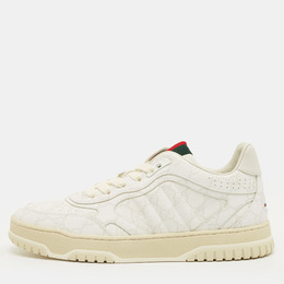 Gucci White/Beige GG Supreme Canvas Re-Web Sneakers Size 38.5 1244747