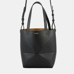 Loewe Puzzle Fold Tote Black Leather Size Mini 1245303