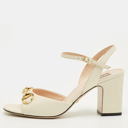 Gucci: Белые сандалии  Horsebit