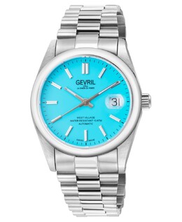 Мужские часы West Village Swiss автоматические серебристого цвета с браслетом из нержавеющей стали, 40 мм Gevril 15240693 | silver
