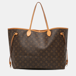 Louis Vuitton: Коричневая сумка-шоппер  Neverfull