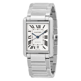 Cartier Tank Automatic Silver Dial Mens Watch WSTA0053