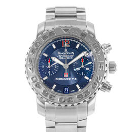 Pre-owned Blancpain Air Command Chronograph Blue Dial Ladies Watch 2485f-1140-m71