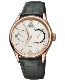 Oris Artelier Calibre 111 White Dial 18K Rose Gold Leather Strap Men's Watch 01 111 7700 6061-set 1 23 78