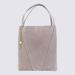 Chloe Light Grey Leather Spin Totes ch25as810p9923w