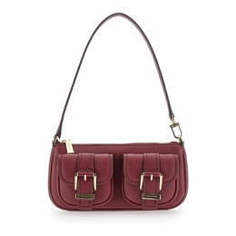 Michael Kors Zoe Bordeaux Shoulder Bag With Two Patch Pockets On The Front In Grained Leather 32s5gzcu1l_691