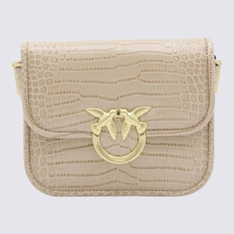 Pinko Beige Leather Crossbody Bag 104297a20hc50v