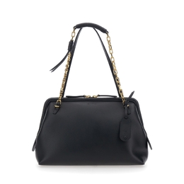 Etro Black Shoulder Bag With Chain-Link Shoulder Strap And Tag With Embossed Logo On The Front In Leather wp1b0031ap398n0000