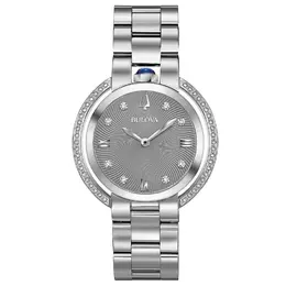 Bulova Gray Stainless Steel Dress Watch bu96r219ac