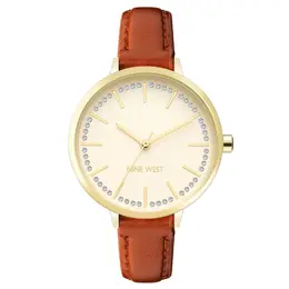 Nine West Brown Leather Dress Watch nwnw2554chhyac