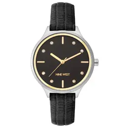 Nine West Black Leather Dress Watch nwnw2557bkbkac