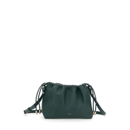 A.P.C. Ninon Green Mini Crossbody Bag With Drawstring Closure And Embossed Logo Lettering On The Front In Ecoleather puabof61583kaf
