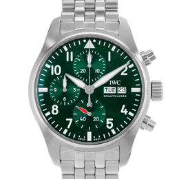 Pre-owned IWC Pilot Chronograph Green Dial Mens Watch iw388104