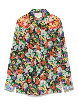 Gucci Pre-Owned: Рубашка с растительным принтом 