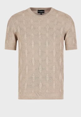 Emporio Armani: Бежевая футболка 