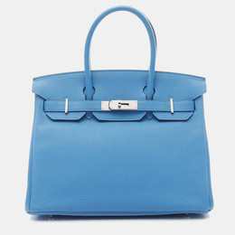 Hermes: Голубая сумка на руку  Birkin 30