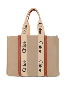 Chloé: Бежевая сумка-шоппер  Woody