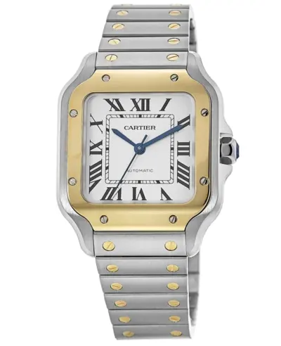 Cartier Santos De Cartier Medium Yellow Gold and Stainless Steel Men's Watch [W2SA0016] (arb12914)