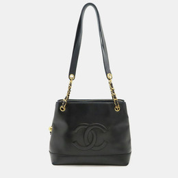 Chanel: Чёрная сумка-шоппер 