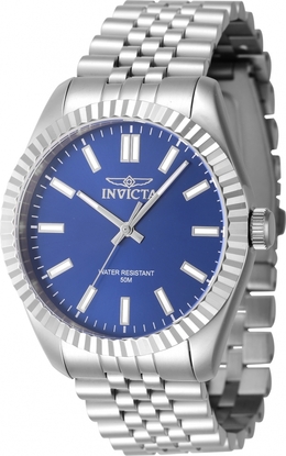 Invicta 47481: Mens Quartz Blue Dial Watch with Stainless Steel Case and Bracelet