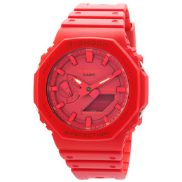 Casio G-Shock Alarm World Time Quartz Analog-Digital Red Dial Mens Watch ga2100-4a