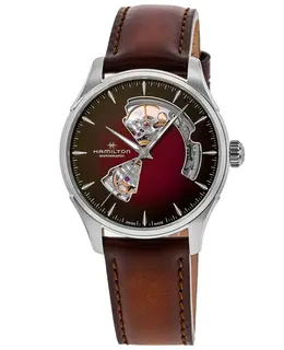 Hamilton Jazzmaster Open Heart Automatic Burgundy Dial Leather Strap Men's Watch h32675570