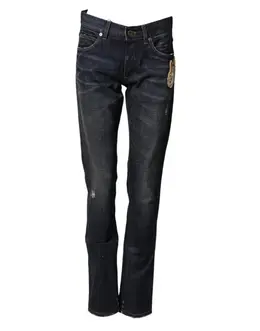 Dolce & Gabbana Dark Blue Watch GOLD Men Skinny Denim Jeans - IT44 | XS pan75907-44