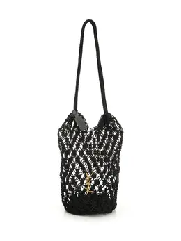Saint Laurent-Crochet Hobo Bag Shoulder Bags Nero-Donna 52969714319700